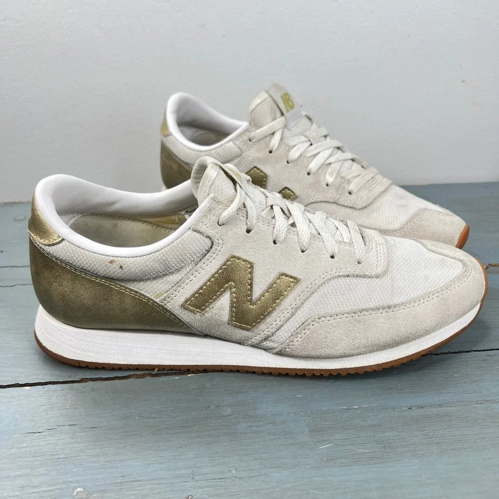 New Balance 620 Women 9.5 Sneakers Cream Gold Metallic CW620JD2 Low Top Shoes